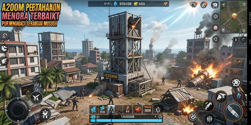 Screenshot A200M menunjukkan aksi mendebarkan dalam Tower Defense.