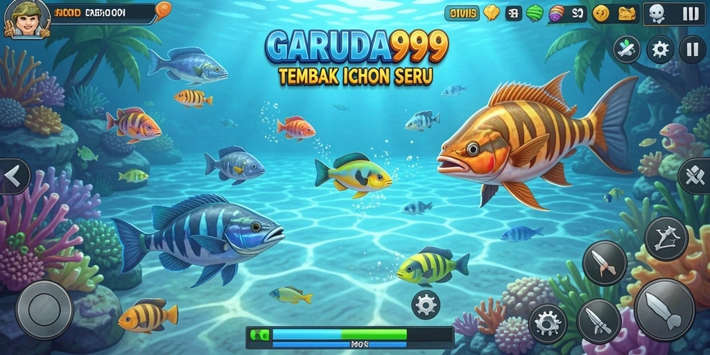 Screenshot gameplay GARUDA999 yang menunjukkan aksi tembak ikan yang seru.