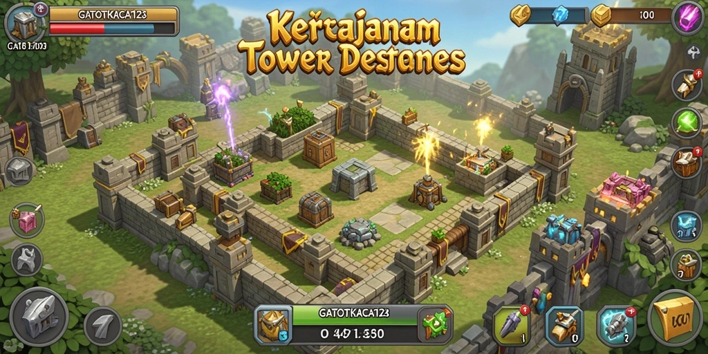 Screenshot GATOTKACA123 menampilkan aksi seru dalam Tower Defense.