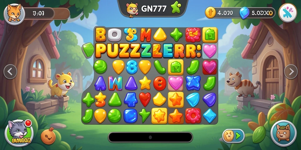 Tampilan menarik dari gameplay GN777 dengan elemen Match-3 yang seru.