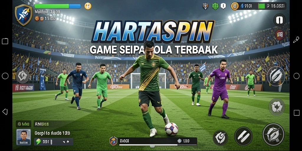 Tampilan gameplay HARTASPIN dengan aksi seru di lapangan