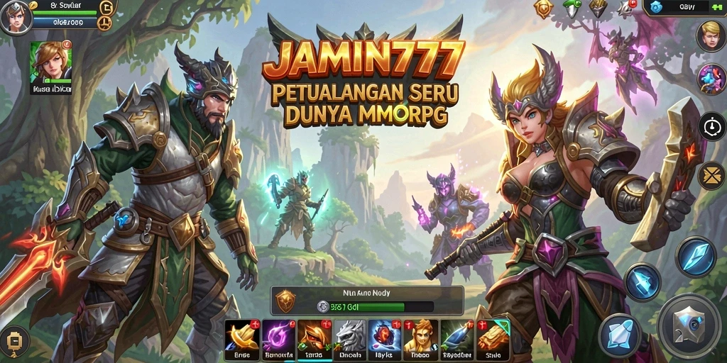 Screenshot utama JAMIN777 menampilkan aksi seru dalam gameplay MMORPG.