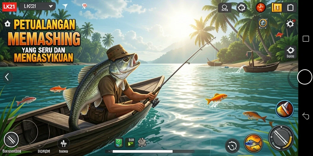Screenshot gameplay LK21 menampilkan pengalaman memancing yang seru.