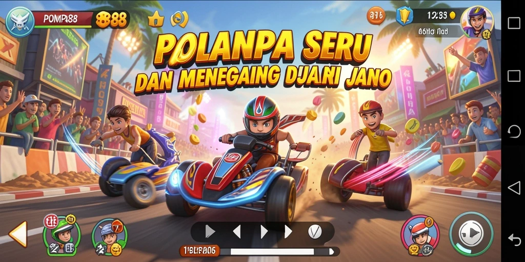 Screenshot POMPA88 menampilkan aksi balapan yang mendebarkan.