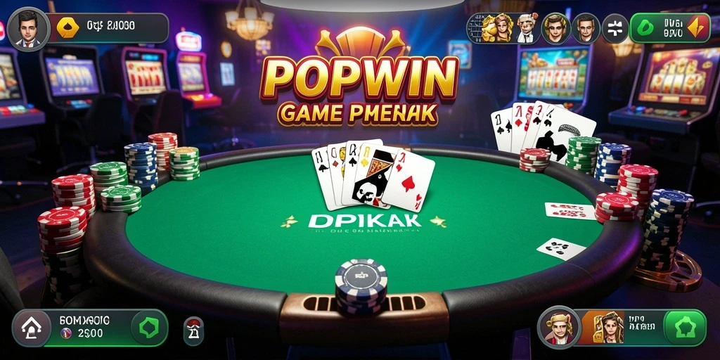 Tampilan screenshot utama POPWIN menampilkan keseruan permainan Poker online.