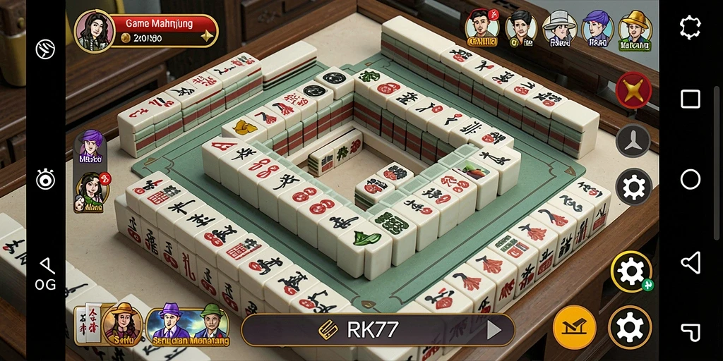 Tangkapan layar RK77 menampilkan gameplay Mahjong yang menakjubkan.