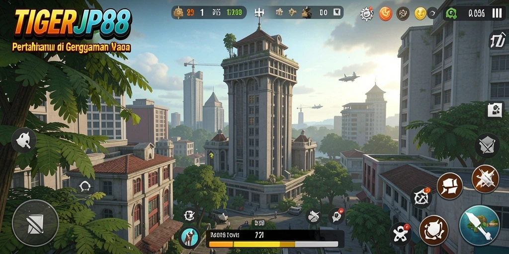 Tampilan gameplay menara pertahanan dalam TIGERJP88 yang menegangkan.