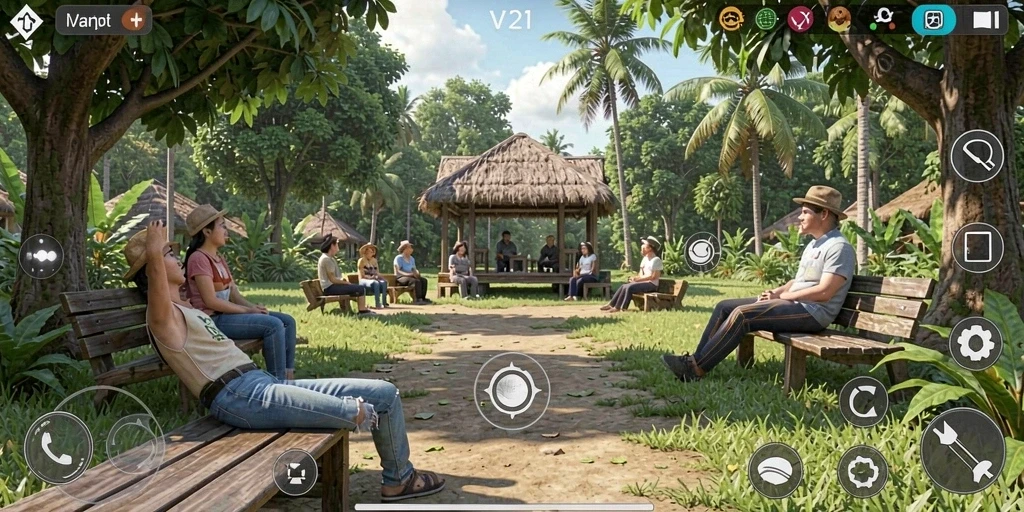 Screenshot gameplay V21 menunjukkan keseruan permainan santai.