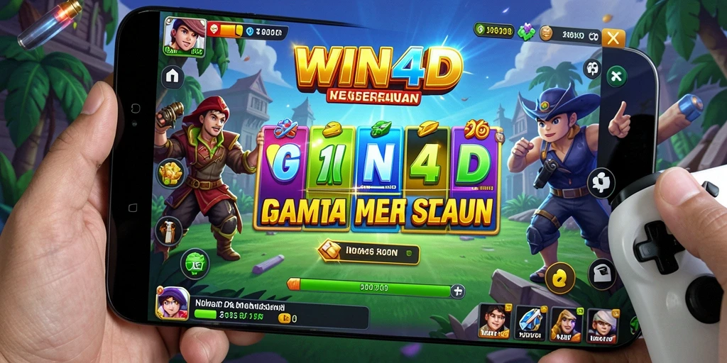 Tangkapan layar dari gameplay menarik WIN4D yang penuh warna.